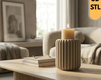 candle holder STL, desk decor 3d file