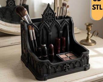 Organizador de cosméticos gótico STL, archivo organizador de maquillaje