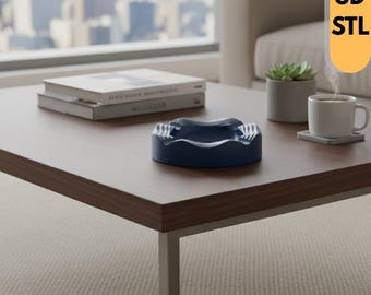 Modern Wave Ashtray STL File, Round Smoking Tray