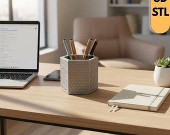 Hexagonal Pen Holder STL | Pencil Organizer 3D File