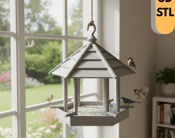 Gazebo Bird Feeder STL File | 3D Printable Hanging Birdhouse