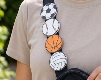 Tracolla con ciondolo sportivo / Accessori per borsa a tracolla a tema basket e baseball / Decorazione per borsa a tema pallavolo e calcio