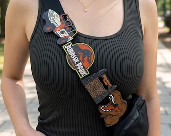 Ciondolo per borsa a forma di dinosauro giurassico / Accessori per borsa a tracolla a tema parco / Decorazione stravagante per borsa a forma di cancello