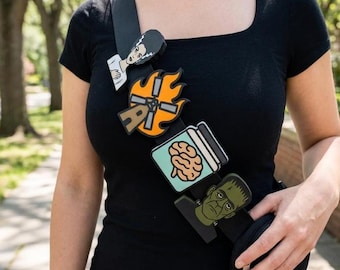 Ciondolo per borsa a tema Mostro / Accessori per borsa a tracolla a tema Frankenstein / Decorazione stravagante per borsa con fuoco e sposa