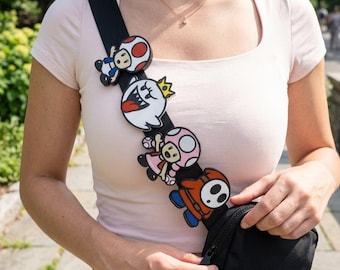 Ciondolo per borsa a tema videogiochi / Accessori per borsa a tracolla a tema funghi / Decorazione per borsa a tema fantasmi