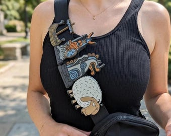 Ciondolo per borsa vichinga / Accessori per tracolla a tema isolano / Decorazioni per borsa fantasiose con draghi
