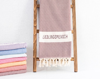 Lieblingsmensch Saunatuch Mit Name Besticktes Badetuch Wellness Spa Tuch Personalisierung