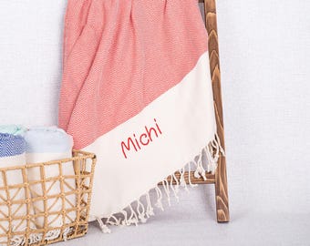 Wedding Name Towel Personalized Cotton Beach Towel Custom Bath Towel Couple Keepsake