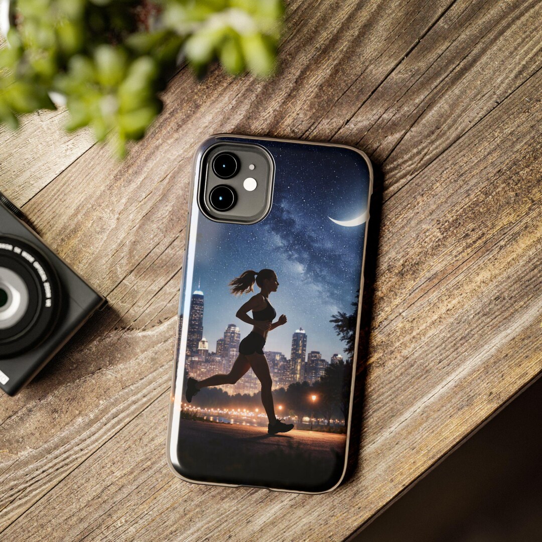 Cityscape Moonlit Jogging Phone Case - Etsy