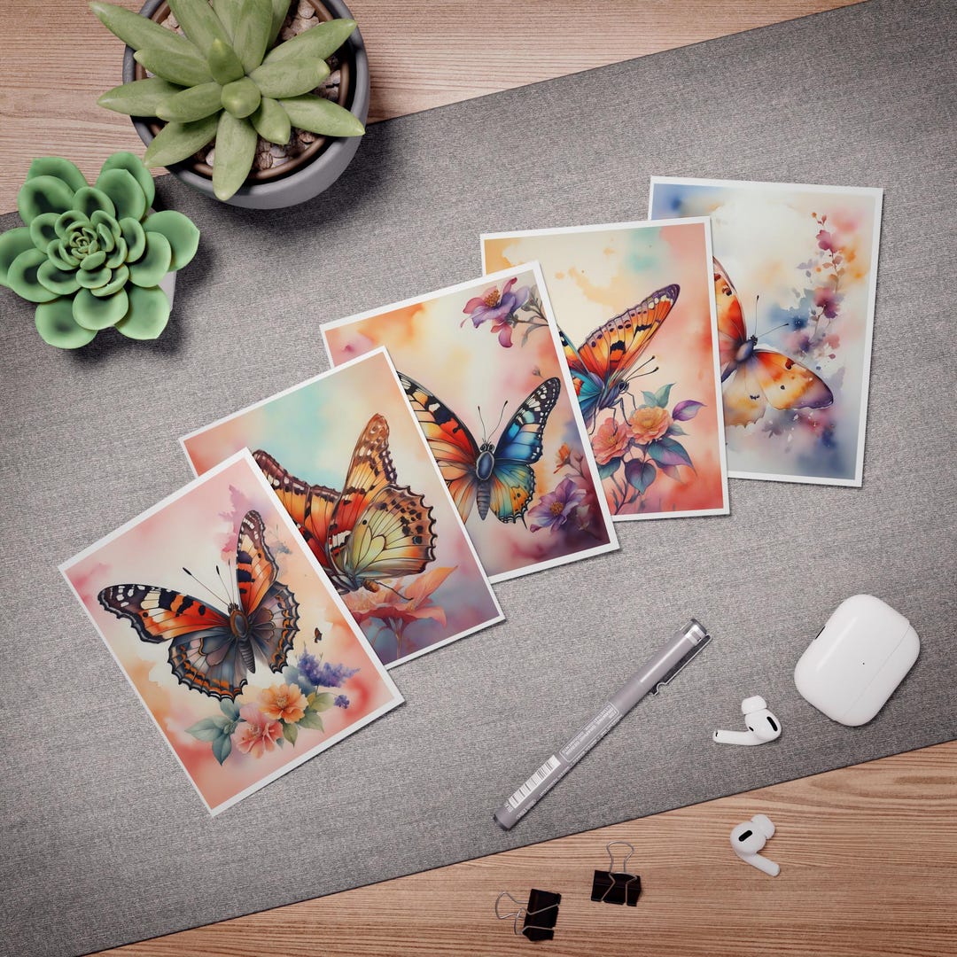 Watercolor Butterfly Art Cards 5-pack | Blank Greeting Cards - Etsy