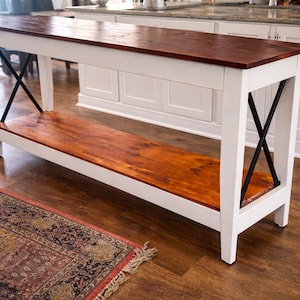 Solid Wood Console Table | Modern Farmhouse Entryway Sofa Hallway Table with Shelf