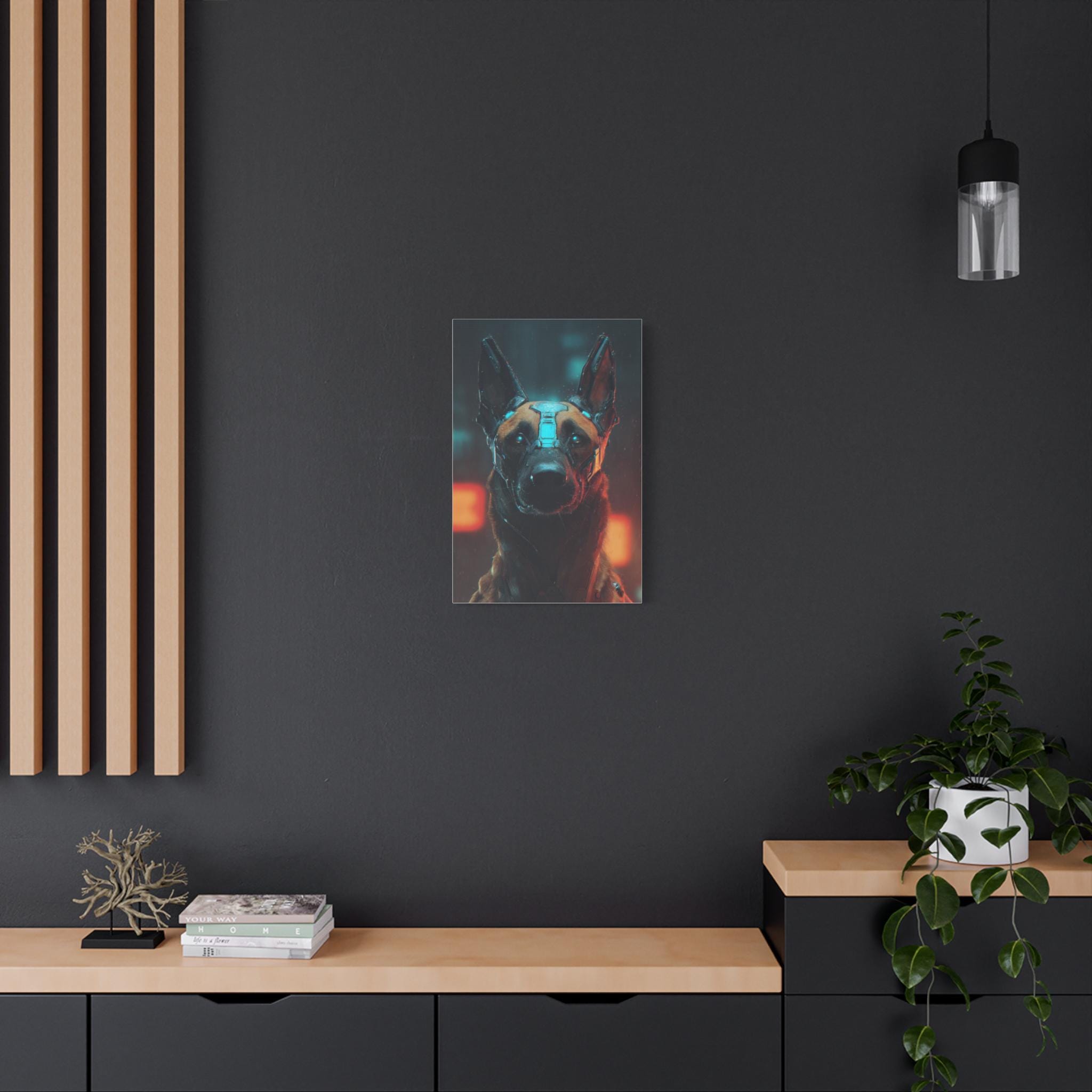 Shadow Malinois Belgian Malinois Canvas Print - Cyber Shadow Operative Fantasy Wall Art ...