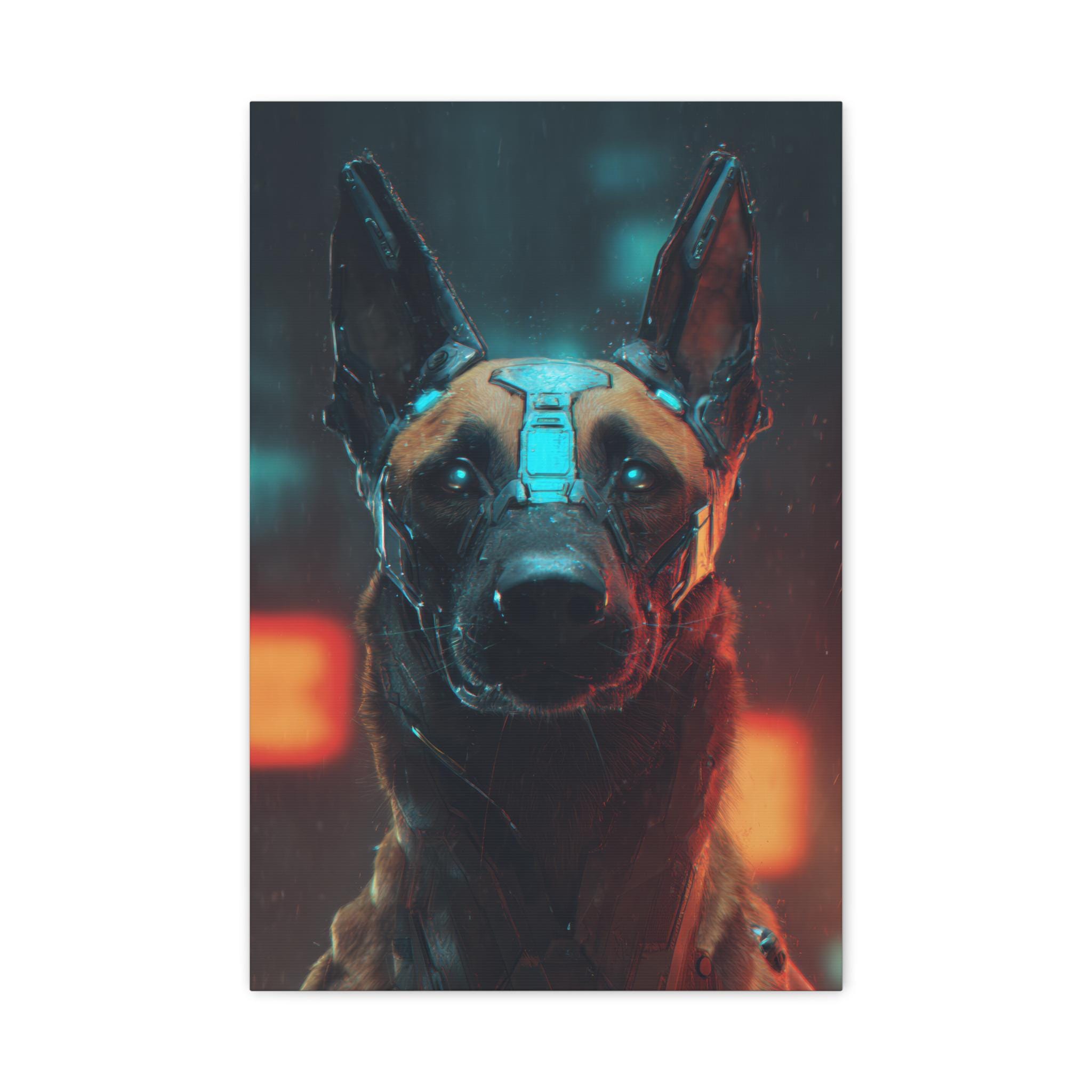 Shadow Malinois Belgian Malinois Canvas Print - Cyber Shadow Operative Fantasy Wall Art ...