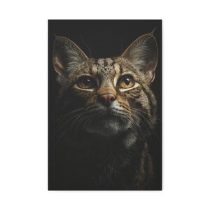 Pixiebob Cat Canvas Print - Wild Lynx Dark Portrait Wall Art - Cat Lover Gift
