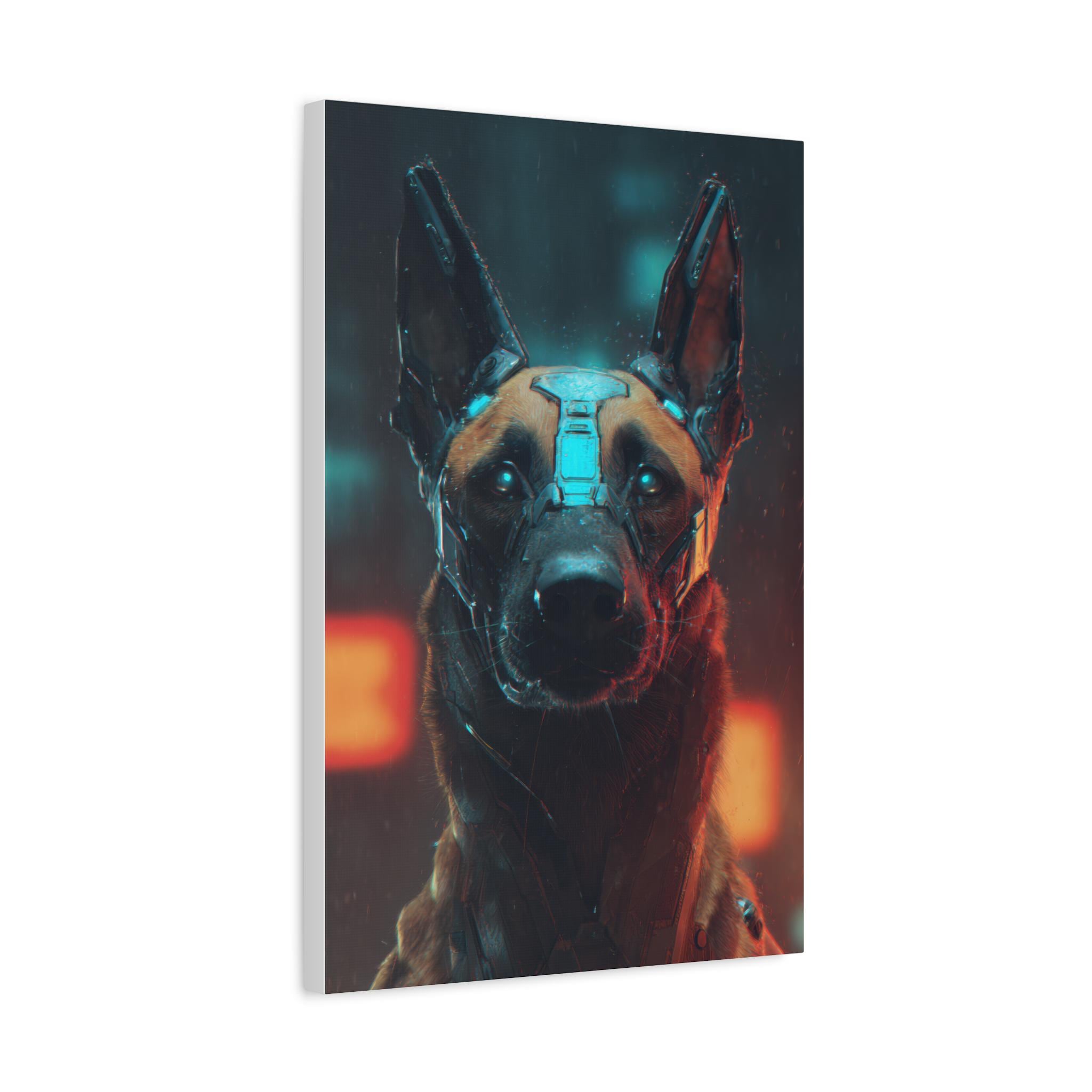 Shadow Malinois Belgian Malinois Canvas Print - Cyber Shadow Operative Fantasy Wall Art ...