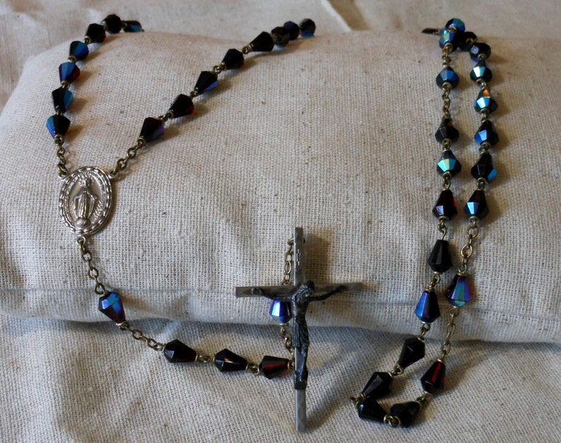 Chapel Sterling 5 Decade Rosary with Multicolored Beads Etsy