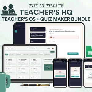 Teacher OS + Quiz Maker Google Sheets Web App Bundle Akademisk uppgiftsspårare Länkhanterare (digital nedladdning)