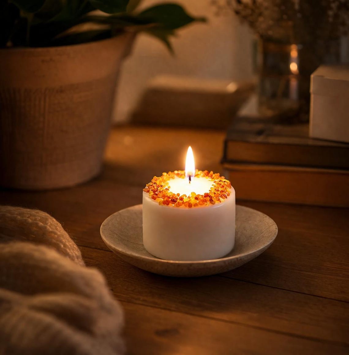 Handmade Baltic Amber Soy Candle Gift Set, Natural Wax, Spiritual ...