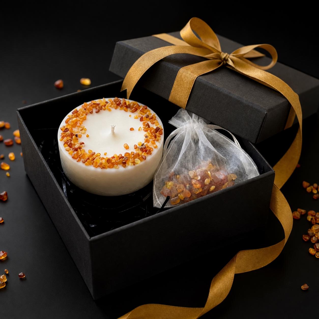 Handmade Baltic Amber Soy Candle Gift Set, Natural Wax, Spiritual ...