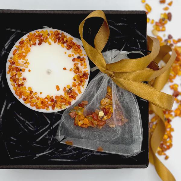 Handmade Baltic Amber Soy Candle Gift Set, Natural Wax, Spiritual ...