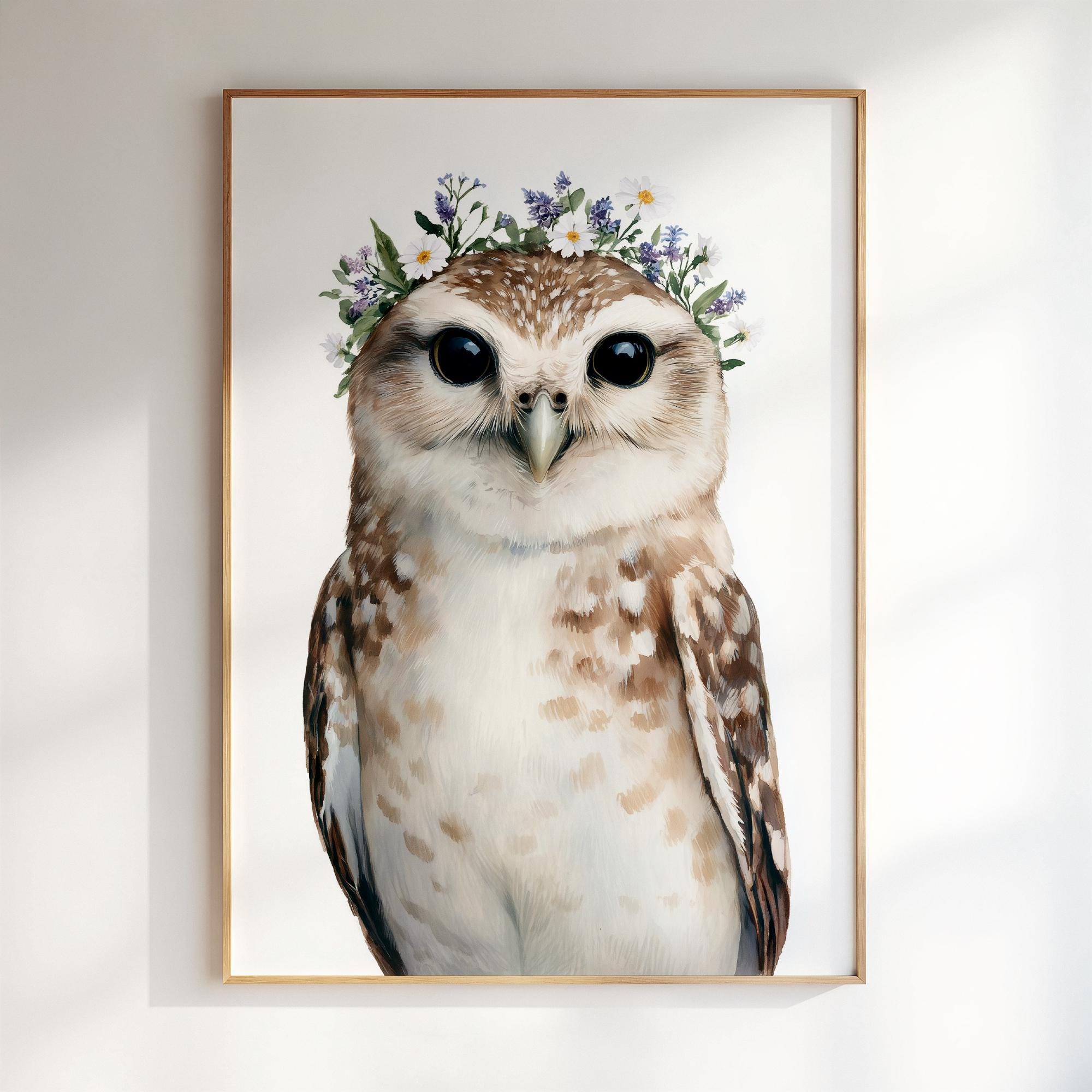 Owl Woodland Nursery Wall Art, Whimsical Kids Room Decor (Digital Download)