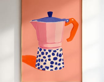 Mokakanna utskrivbar väggkonst, Espressoälskare, Dopaminkaffekanna (digital nedladdning)