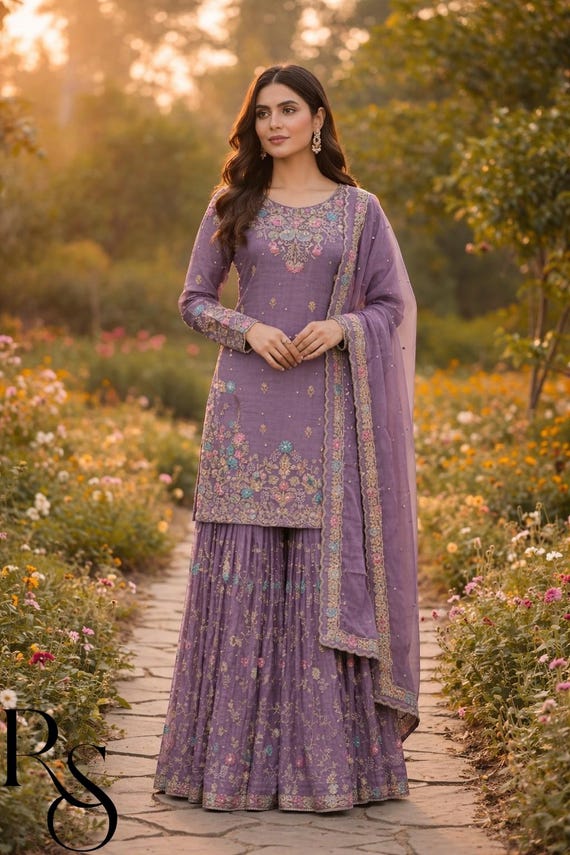 Designer Rich Pakistani sharara suit with dupatta, Green Salwar kameez, Women's Ethnic wear, Fully embroidered sharara, Partywear Sharara