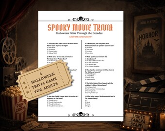 Halloween-Quiz: Gruselfilm-Quiz für Erwachsene, Filmquiz, Halloween-Party-Aktivität, lustiges Halloween-Spiel fürs Büro