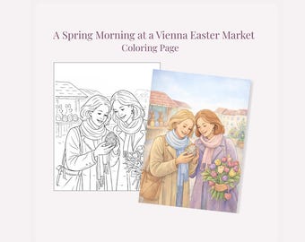 Wiener Ostermarkt Ausmalbild | Frühling Erwachsene Ausmalvorlage
