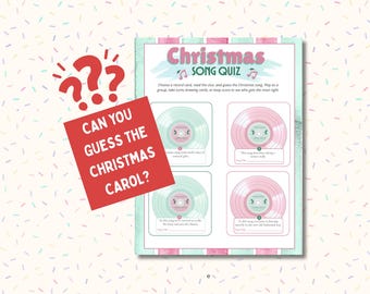 Weihnachtslieder-Spiel zum Ausdrucken, Quizkarten zu Weihnachtsliedern, Spiel für Weihnachtsfeiern und Buchclubs, Familienweihnachtsaktivität