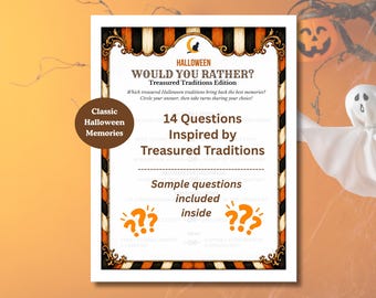 Halloween-Spiel „Würdest du eher …?“: Wertvolle Traditionen – Partyspiel, druckbare Aktivität für Erwachsene, Buchclubs, Seniorengruppen, Eisbrecher