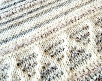Oversized, Colorado Mountains Blanket knitting pattern, advanced beginner, Super bulky, super chunky, knit purl