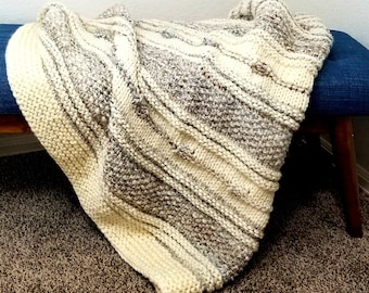 String of Purls and Seeds Oversized Throw Knitting Pattern