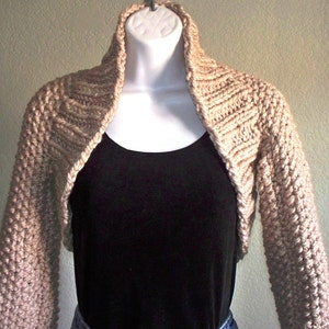 Easy Weekend Long Sleeve Shrug - PDF KNITTING PATTERN - worldwide delivery. Size 32" to 46" chest size