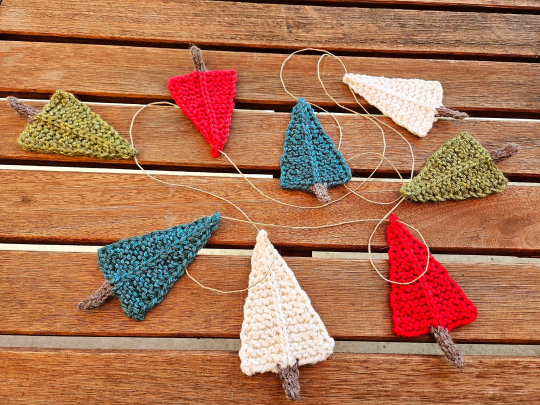 Christmas Fir Tree Knitting Pattern and Instructions for a Holiday Garland, Tree Ornament or ...