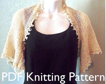 Silk Knit Shrug Pattern: Picot Edge Kimono Sleeves (PDF Pattern)