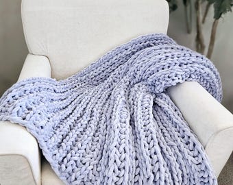 Jumbo Knit Chenille Blanket Knitting Pattern: 4 Sizes (PDF Pattern)