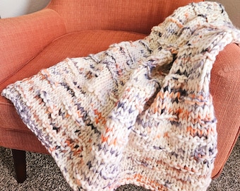 The Dash Lap Blanket easy knitting pattern, beginner, easy super bulky, super chunky yarn and large needles