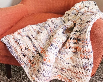 Easy Knit Lap Blanket Pattern: Super Bulky Yarn, Beginner Friendly (PDF Pattern)