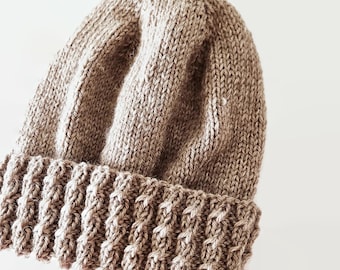 Mock Rib Knit Beanie Pattern: Worsted Weight, Two Sizes (PDF Pattern)