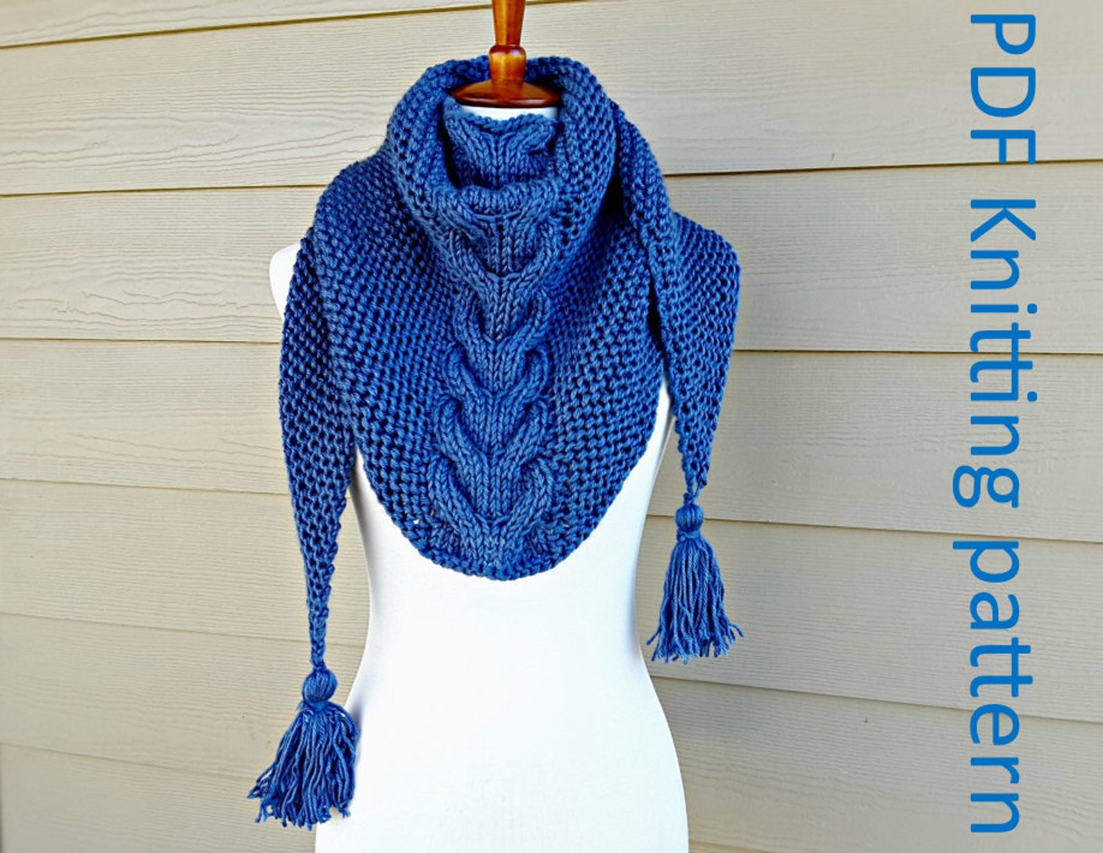 Women’s Shawl Scarf - Wool - Cable Knit Pattern - Long Coverage main image 1
