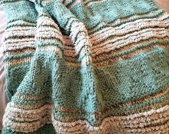Alpine Lodge Afghan - knitting pattern, experienced beginner Super Bulky weight