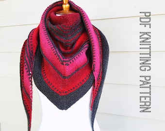 The Dakota Ridge Shawl, knitting pattern, gradient yarn, unisex, scarf, wrap, intermediate level, mosaic, slip stitch, winter wrap,