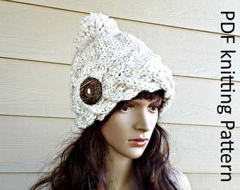 The Hart Hat and Headband Chunky Cable Knitting Pattern, Intermediate level. Kids, Teens, Adults and XL. Men, Women. 2 patterns in 1.