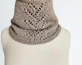 Knitting Pattern: Twig Lace Neck Cowl, Knit in Round or Flat (Digital Download)