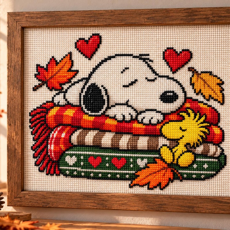 Snoopy Cross Stitch Fall - Etsy UK