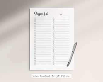 Lista de compras sencilla para imprimir / Lista de la compra con corazones (Descarga digital)