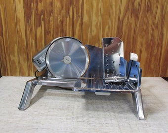 Vintage Rival Electric Food Slicer- Chrome and Green- Model 1101E- Precision Deli Style- Meat- Cheese-Bread-Fruits- Vegetables