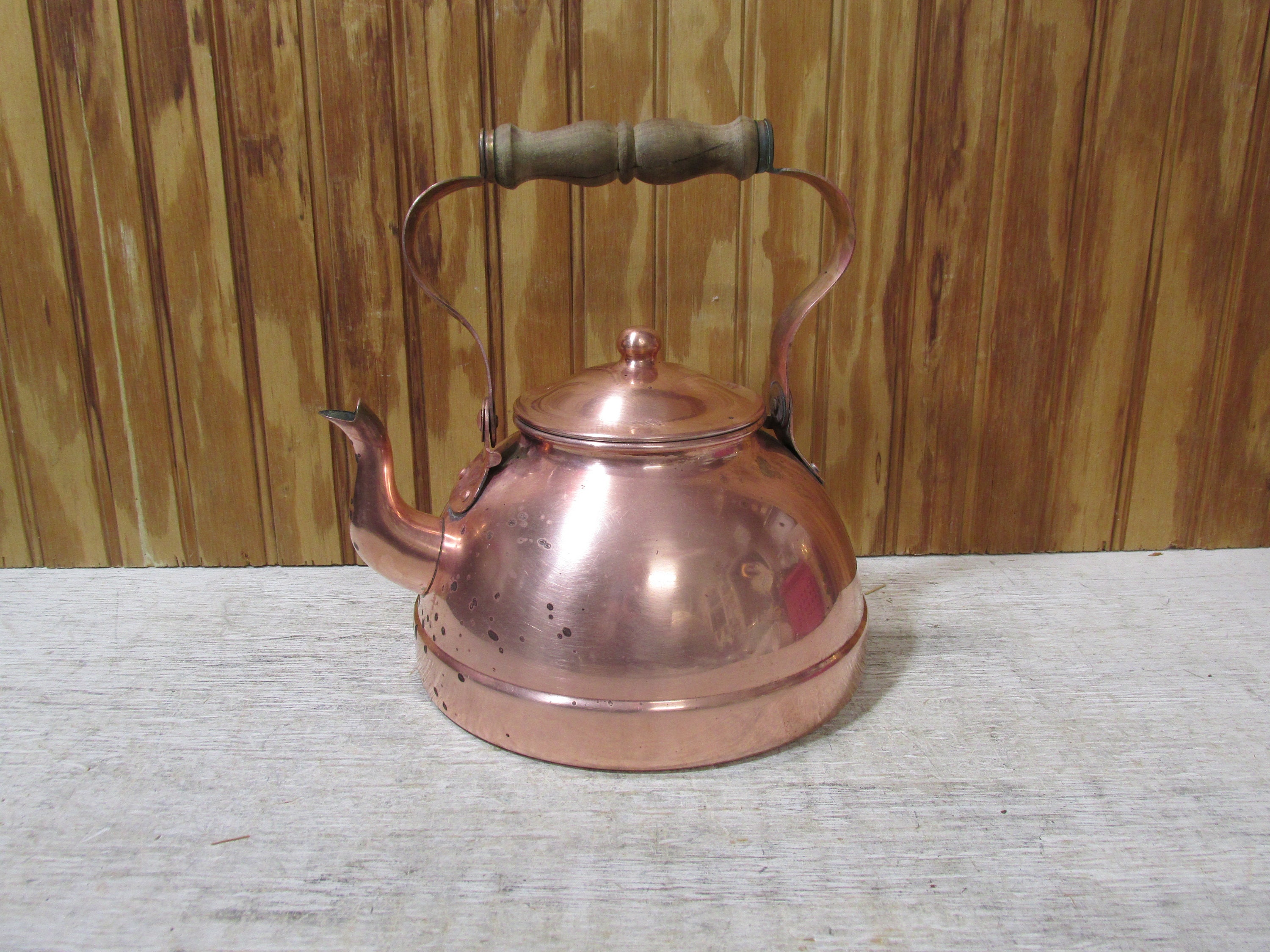 TAGUS COPPER KETTLE ポルトガル製 Vintage Tagus Copper Tea Kettle- Pot- With Wooden Handle- Made in
