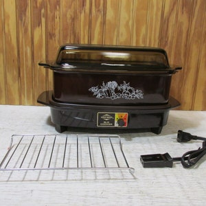 Vintage West Bend 6 Qt Slow Cooker Rectangle Crock Pot Orange Brown Tested  Retro